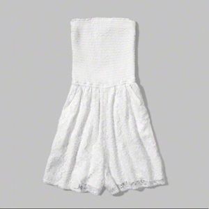 strapless white lacy bottom romper